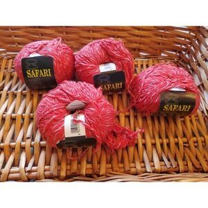 4 Skeins Safari yarn Red with white flecks Color Lot 764